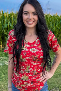 Shop Envi Me Tops and tunics San Felipe Cowgirl Western V Neck Top