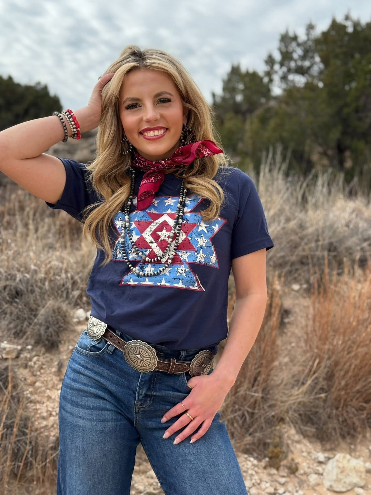 Shop Envi Me It's T-shirt Kinda Day The 4th Of July Stars & Aztec V Neck Tee