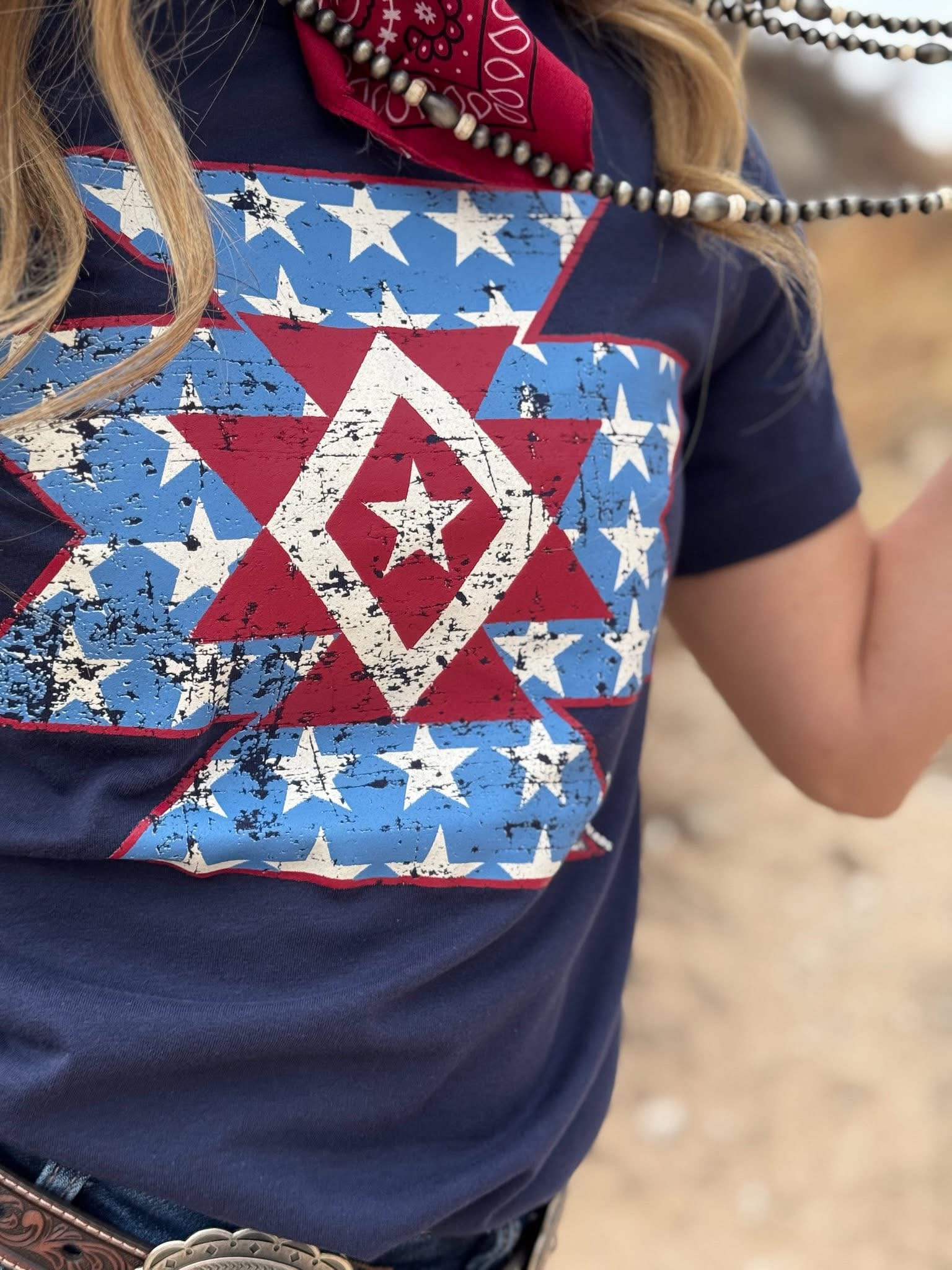 Shop Envi Me It's T-shirt Kinda Day The 4th Of July Stars & Aztec V Neck Tee