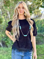Shop Envi Me Tops and Tunics The 5th Round Black Sparkly Velvet Feather Top
