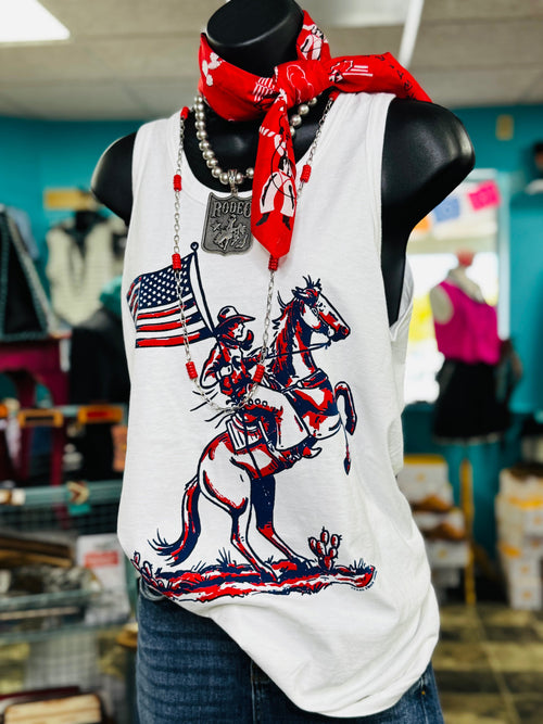 Shop Envi Me It's T-shirt Kinda Day The All 🇺🇸 American Cowgirl White Tank