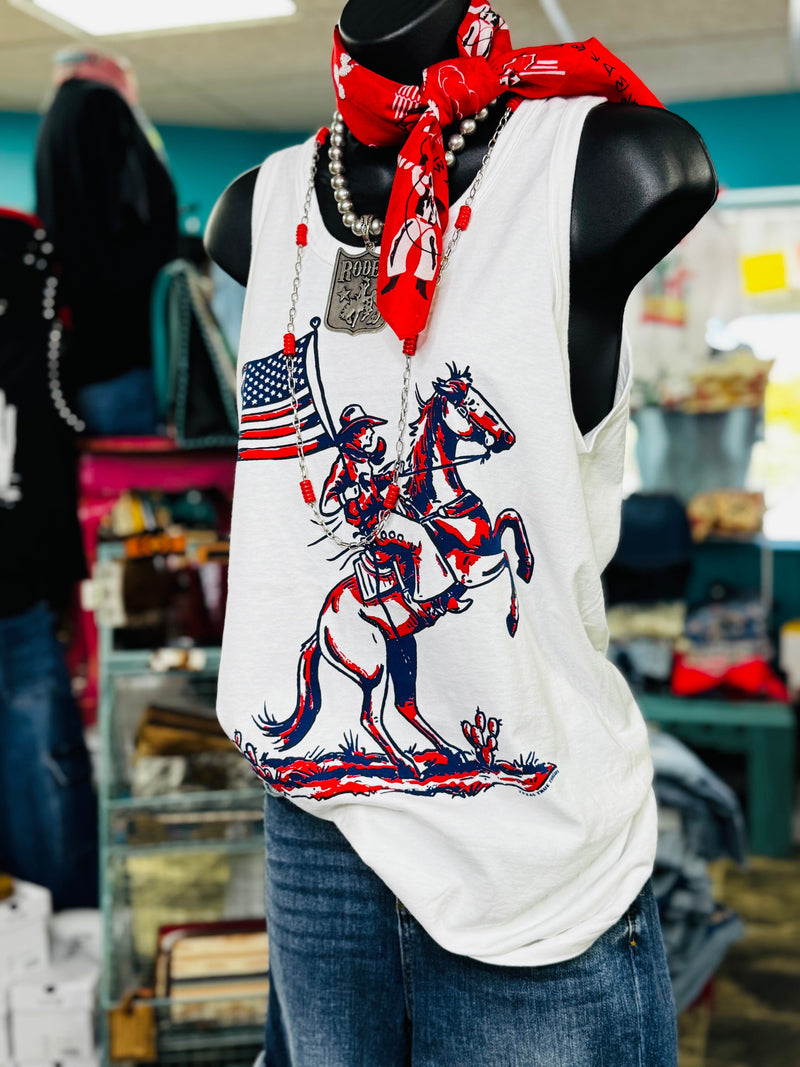 Shop Envi Me It's T-shirt Kinda Day The All 🇺🇸 American Cowgirl White Tank