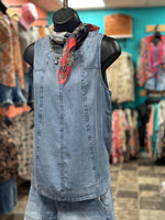 Shop Envi Me Tops and Tunics The All In The Stitched Details Chambray Tank