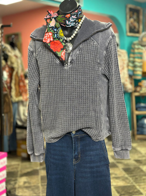 Shop Envi Me Tops and Tunics The Amarillo Waffle Quarter Zip Top