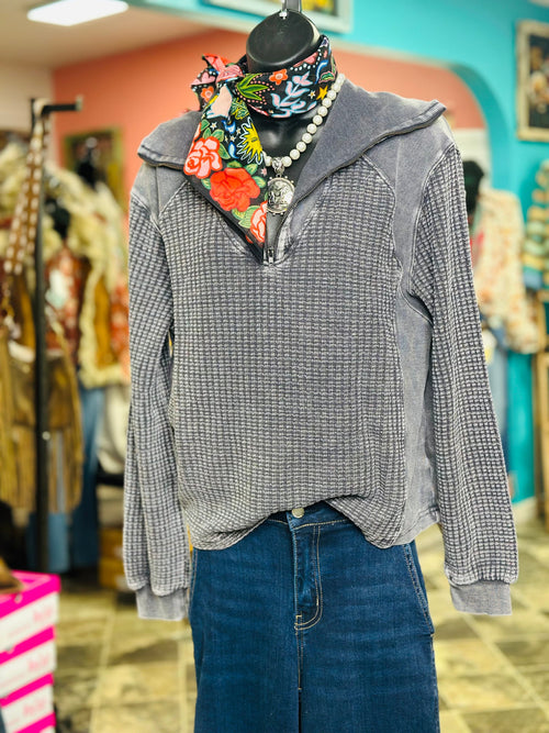 Shop Envi Me Tops and Tunics The Amarillo Waffle Quarter Zip Top