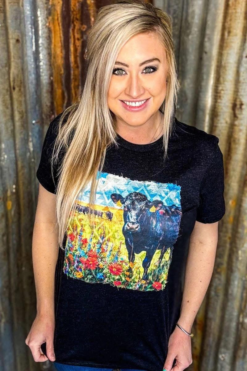 Shop Envi Me Tops and Tunics The Angus Floral Cow Print Tee