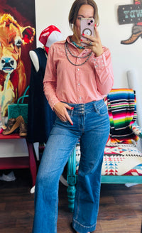 Shop Envi Me tops The Arena Ready Eyelet & Gingham Button Up Top