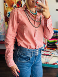 Shop Envi Me tops The Arena Ready Eyelet & Gingham Button Up Top