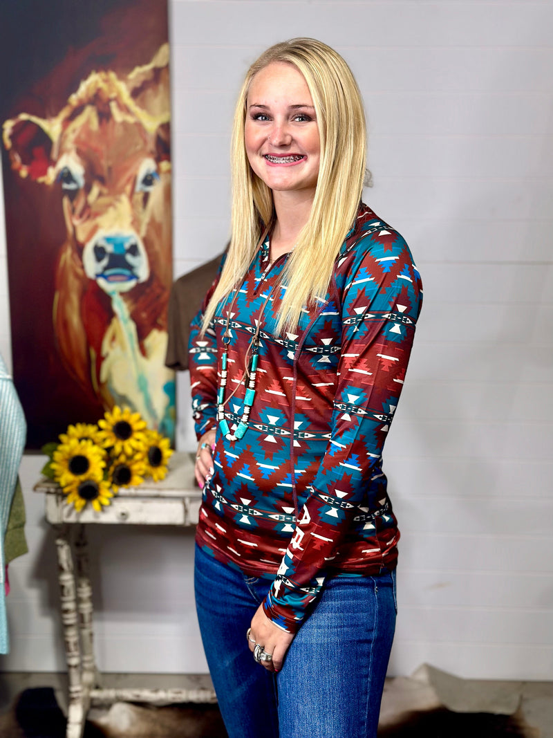 Shop Envi Me Tops and Tunics The Ariat Aztec Half Zip Pullover