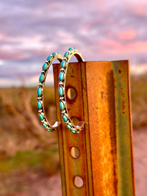 Shop Envi Me Earrings The Arizona Silver & Turquoise Hoop Earring