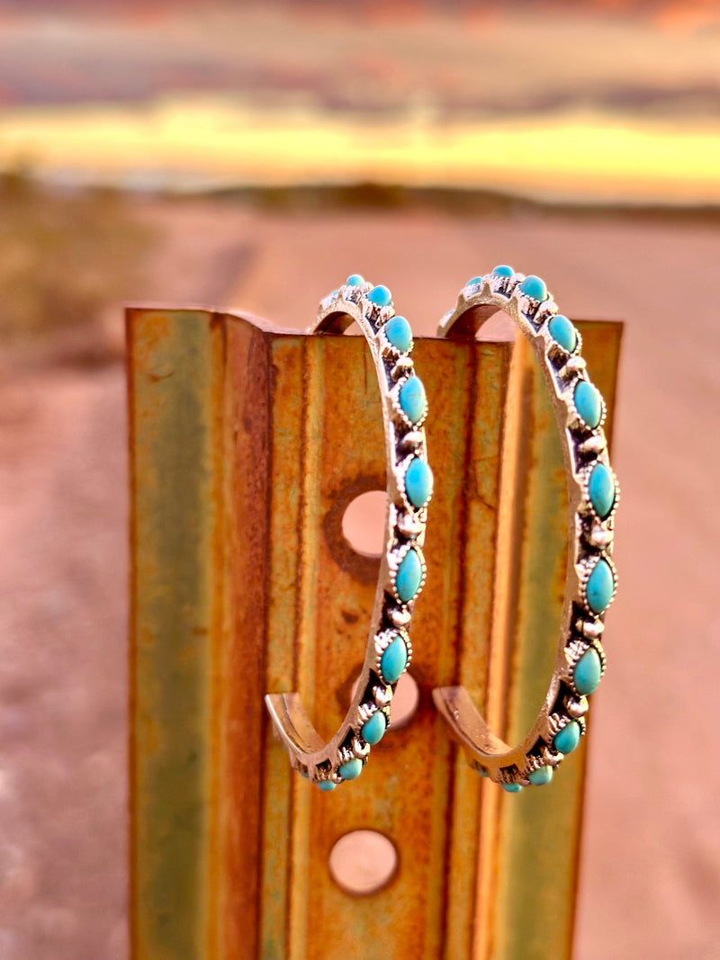 Shop Envi Me Earrings The Arizona Silver & Turquoise Hoop Earring