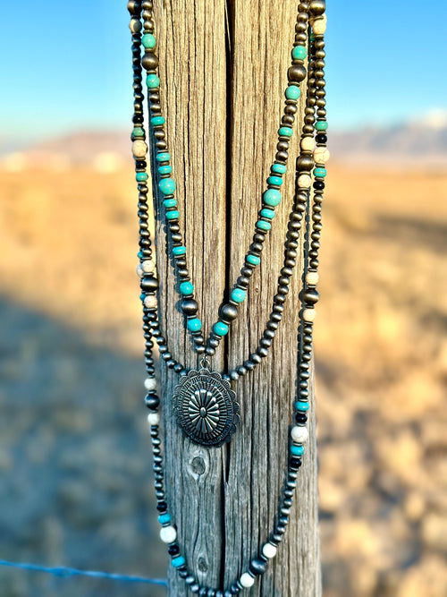 Shop Envi Me Jewelry Silver The Arizona Sun Navajo Pearl Inspired Bead Concho Necklace