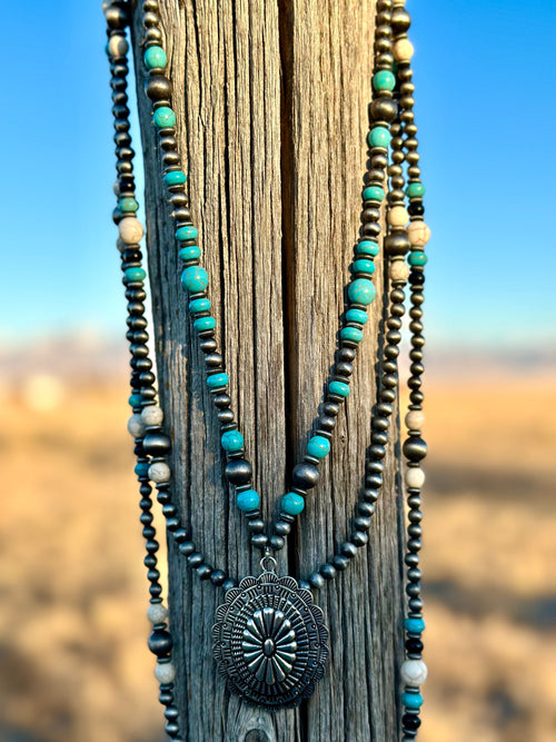 Shop Envi Me Jewelry Silver The Arizona Sun Navajo Pearl Inspired Bead Concho Necklace