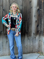 Shop Envi Me Tops and Tunics The Arlington Aztec Fringe Snap Front Western Shirt