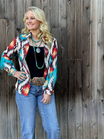 Shop Envi Me Tops and Tunics The Arlington Aztec Fringe Snap Front Western Shirt