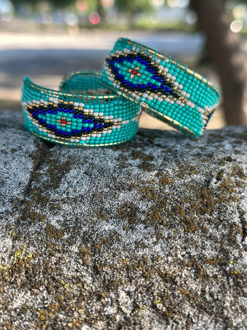 Shop Envi Me Earrings The Aropapoe Turquoise Hoop Bead  Earrings