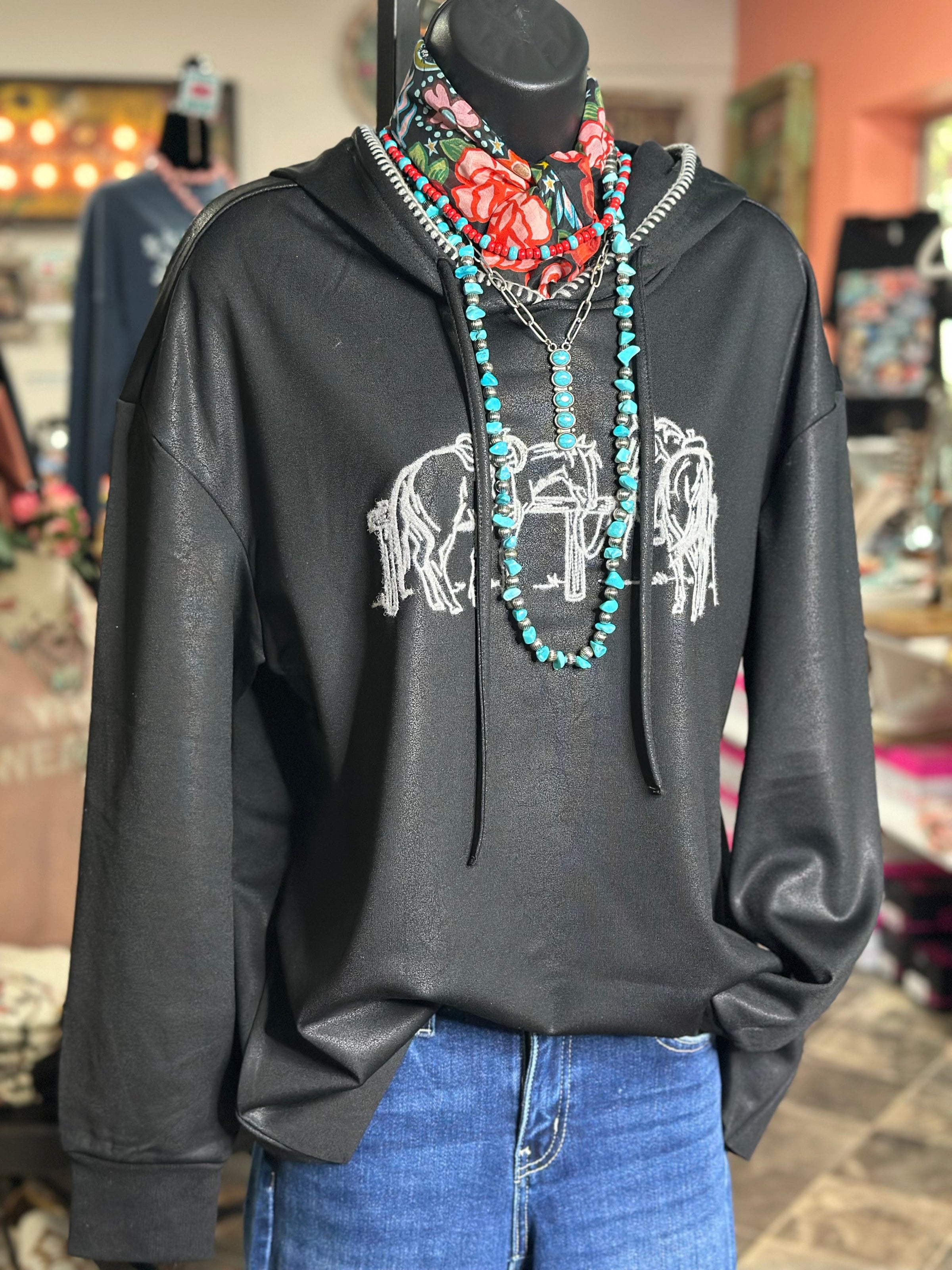 Shop Envi Me Cardigans and Kimonos The At The Hitchin Post Ranch Horse Sweatshirt