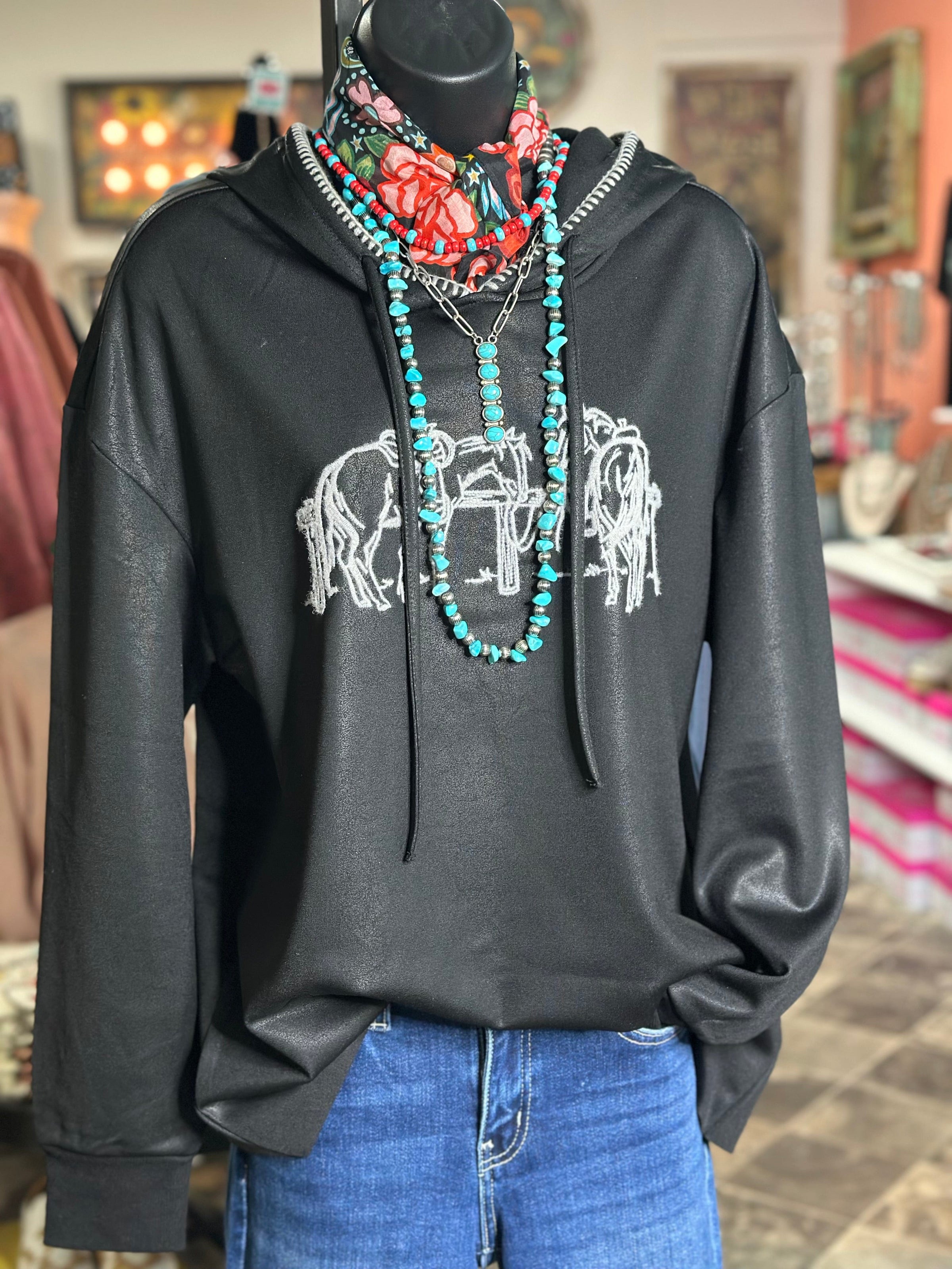 Shop Envi Me Cardigans and Kimonos The At The Hitchin Post Ranch Horse Sweatshirt