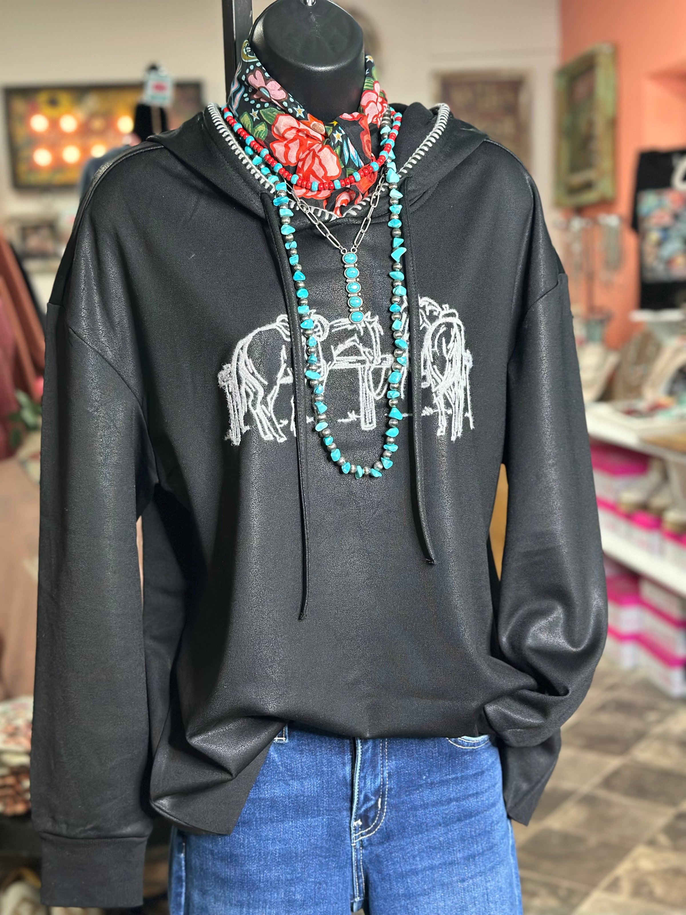 Shop Envi Me Cardigans and Kimonos The At The Hitchin Post Ranch Horse Sweatshirt