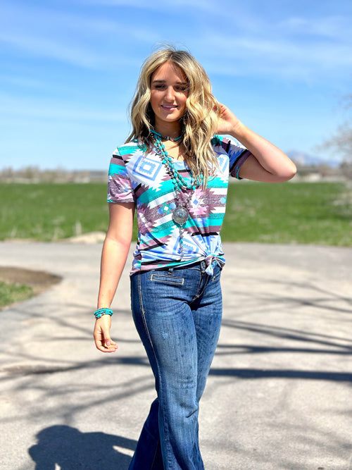 Shop Envi Me Tops and Tunics The  Austin Aztec V Neck Tee