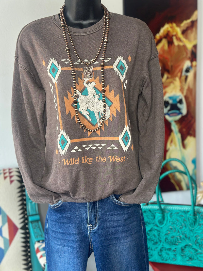 Shop Envi Me Tops and Tunics The Autumn Aztec Bucking Horse Sweatshirt