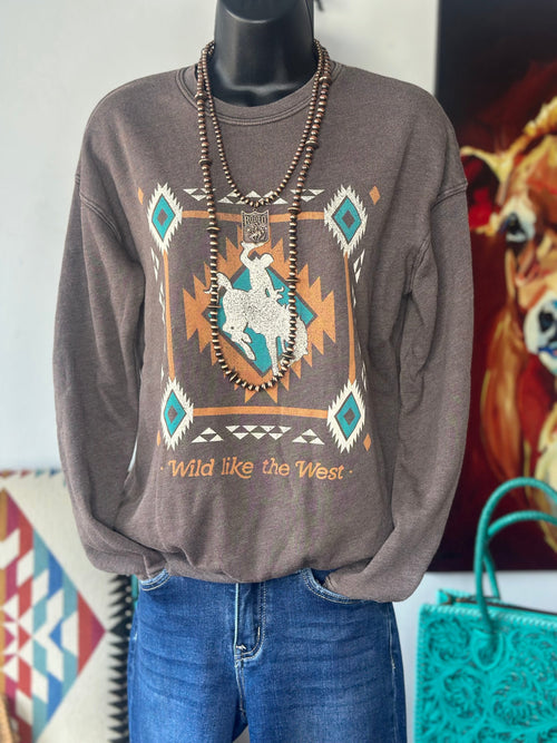 Shop Envi Me Tops and Tunics The Autumn Aztec Bucking Horse Sweatshirt
