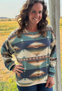Shop Envi Me Tops and Tunics The Autumn in Amarillo Aztec Corded Top