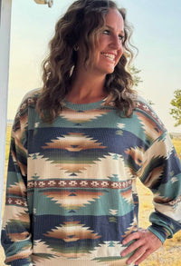 Shop Envi Me Tops and Tunics The Autumn in Amarillo Aztec Corded Top