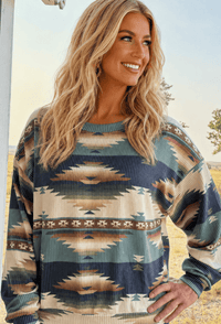 Shop Envi Me Tops and Tunics The Autumn in Amarillo Aztec Corded Top