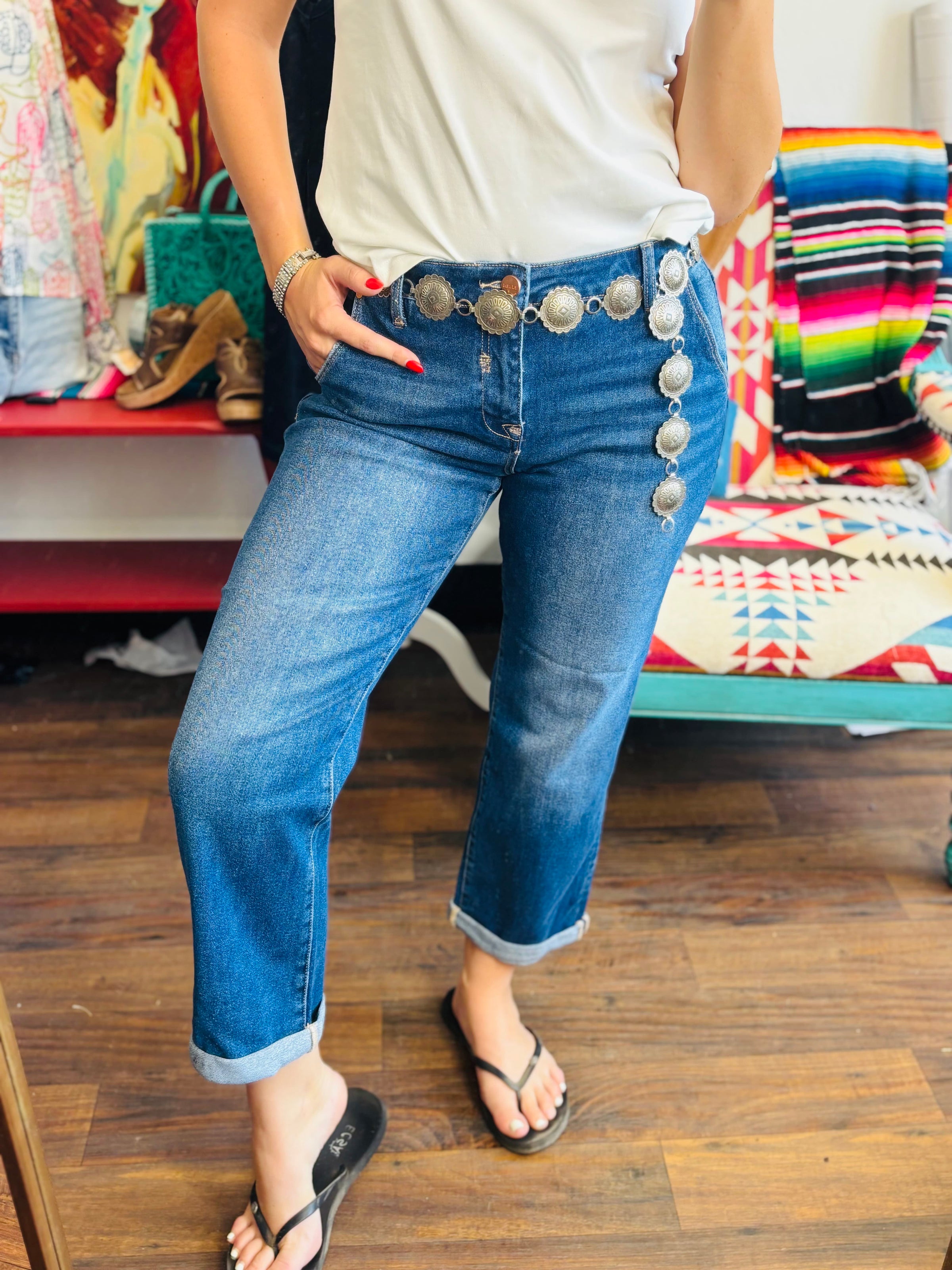 Risen Bottoms The Autumn Risen High Rise Straight Leg Ankle Crop Cuffed Denim