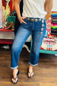 Risen Bottoms The Autumn Risen High Rise Straight Leg Ankle Crop Cuffed Denim