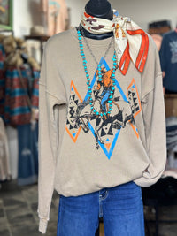 Shop Envi Me Tops and Tunics The Aztec Bucking Horse Sweatshirt