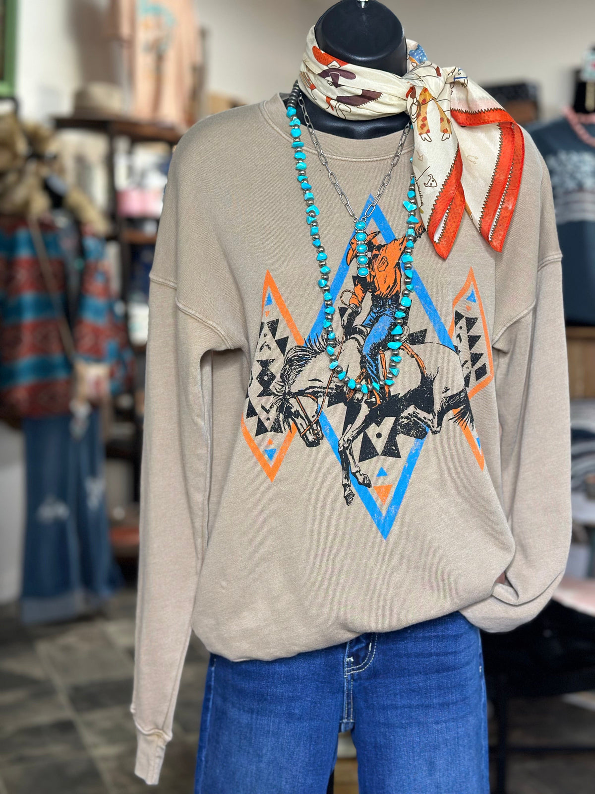 Shop Envi Me Tops and Tunics The Aztec Bucking Horse Sweatshirt