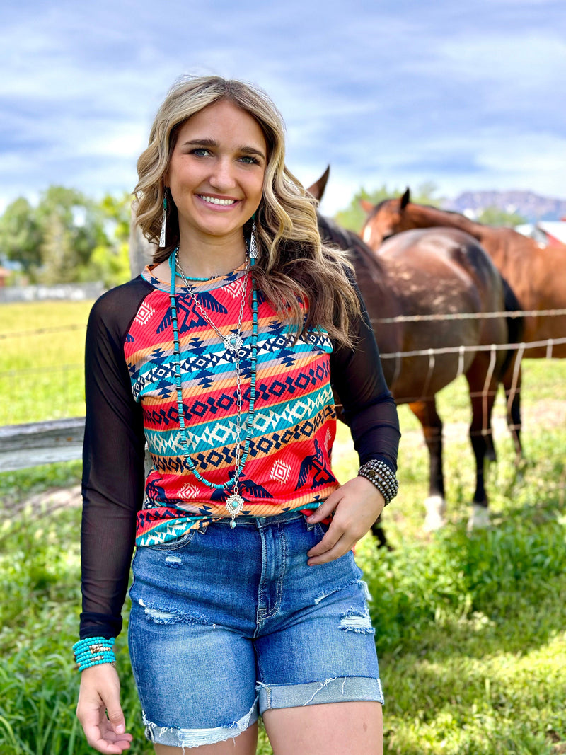 Shop Envi Me It's T-shirt Kinda Day The Aztec Days Mesh Sleeve Baseball Tee