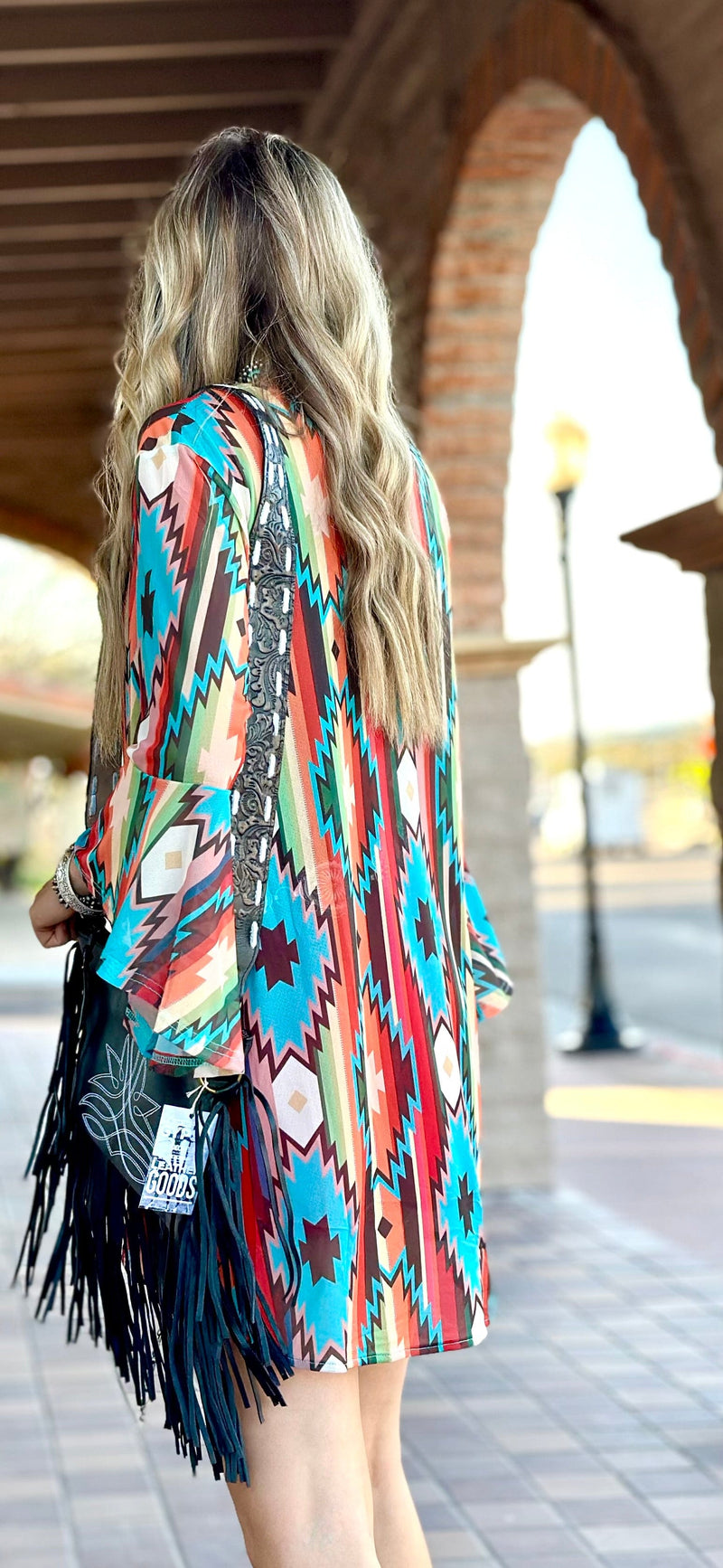 Shop Envi Me Cardigans and Kimonos The Aztec Fiesta Mesh Print Kimono