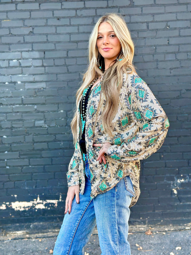 Shop Envi Me Tops and Tunics The Aztec Mirage Sequin Top