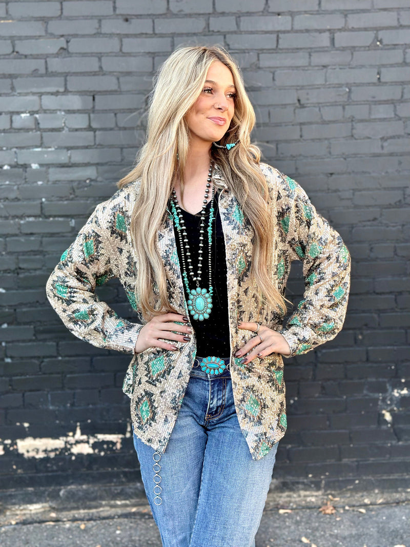 Shop Envi Me Tops and Tunics The Aztec Mirage Sequin Top