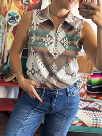 Shop Envi Me Tops and Tunics The Aztec On The Golf Course Corded Zip Front Top