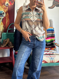 Shop Envi Me Tops and Tunics The Aztec On The Golf Course Corded Zip Front Top