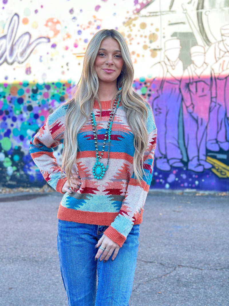 Shop Envi Me Tops and Tunics The Aztec Sunset Sweater