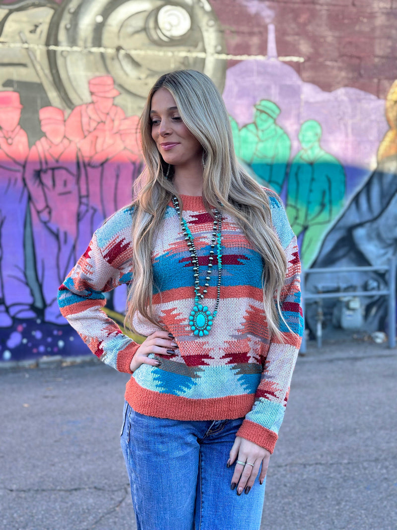 Shop Envi Me Tops and Tunics The Aztec Sunset Sweater