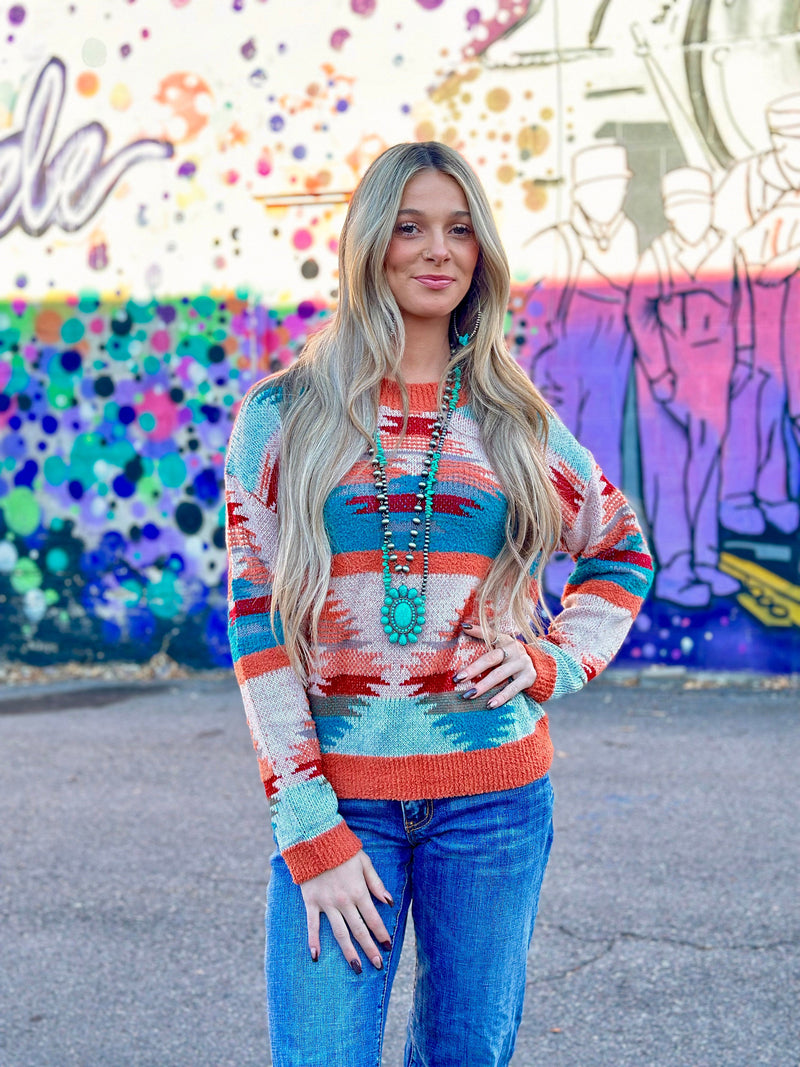 Shop Envi Me Tops and Tunics The Aztec Sunset Sweater