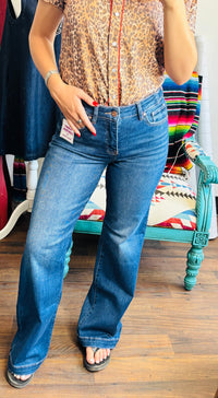 Risen Bottoms The Back To School Risen High Rise Wide Leg Adjustable Waist Denim