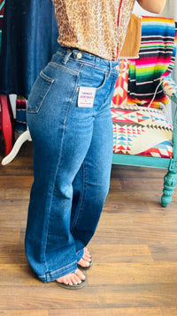 Risen Bottoms The Back To School Risen High Rise Wide Leg Adjustable Waist Denim
