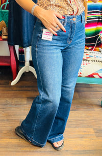 Risen Bottoms The Back To School Risen High Rise Wide Leg Adjustable Waist Denim