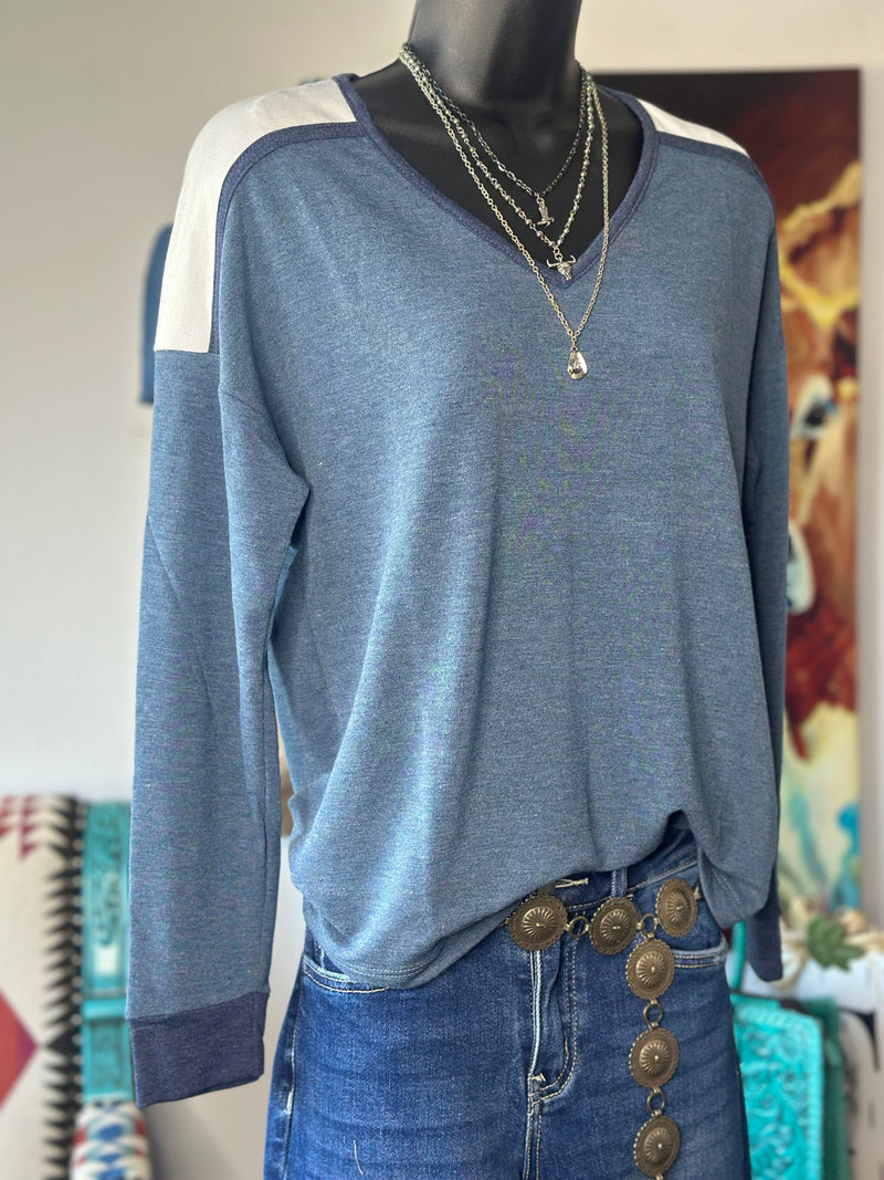 Shop Envi Me Tops and Tunics The Back to School V Neck Color Block Top