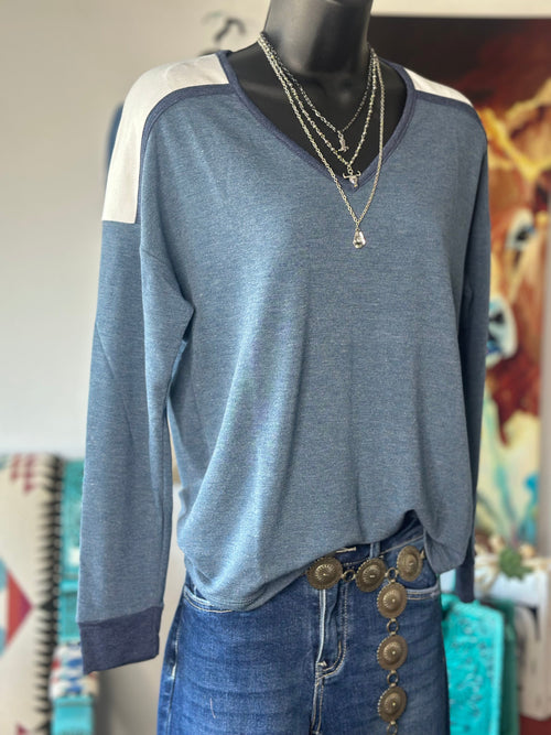 Shop Envi Me Tops and Tunics The Back to School V Neck Color Block Top