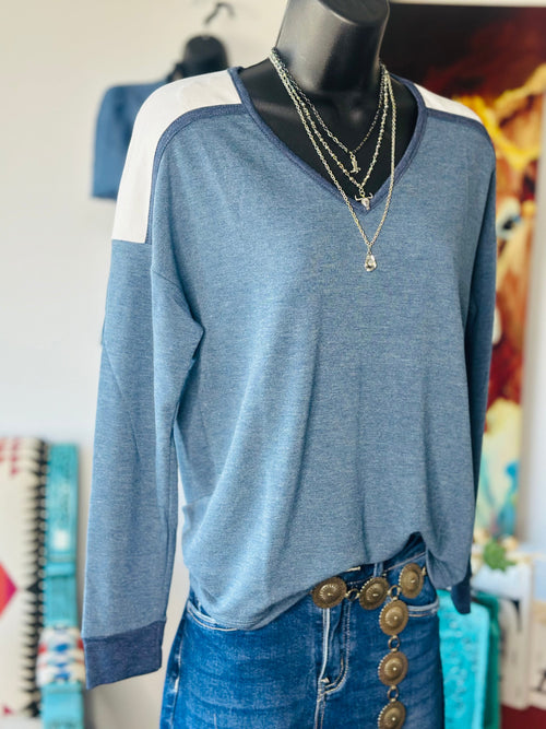 Shop Envi Me Tops and Tunics The Back to School V Neck Color Block Top