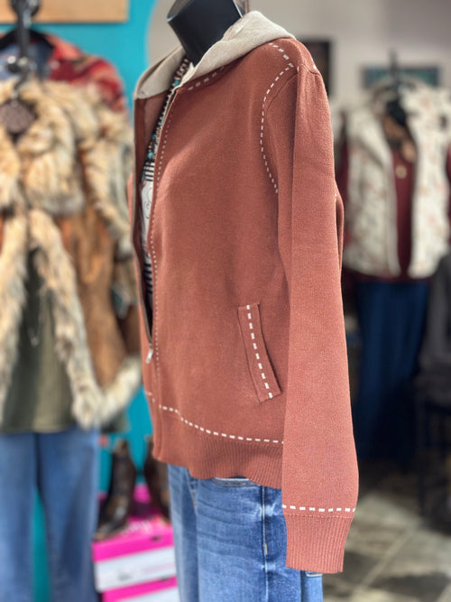 Shop Envi Me Cardigans and Kimonos The Bandera Buckstitch Zip Up Cardigan