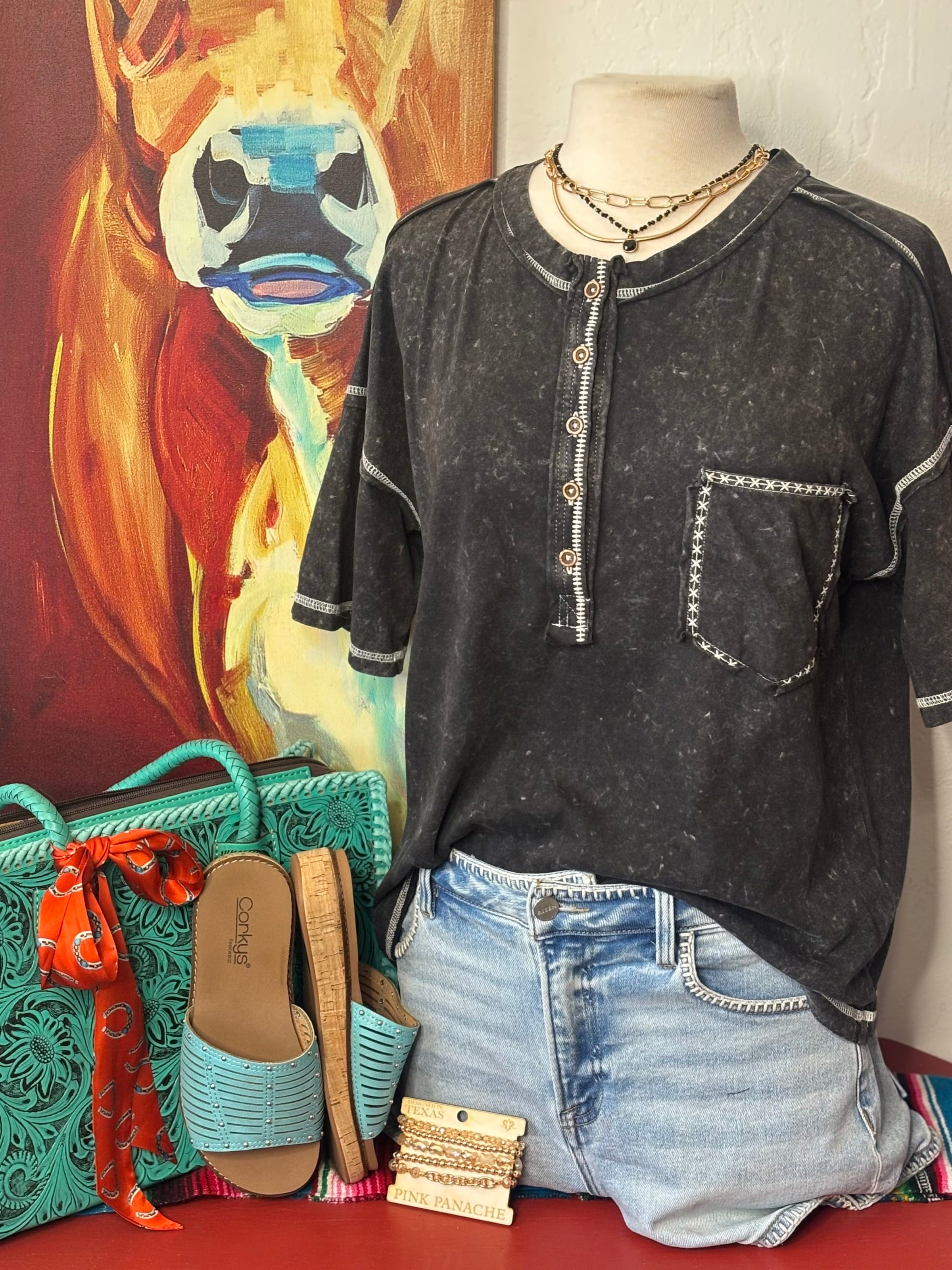 Shop Envi Me Tops and Tunics The Bandera Stars Henley Top